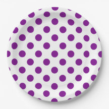 Puntos de polka morado y blanco