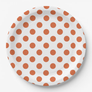 Plato De Papel Puntos de polka naranja quemados