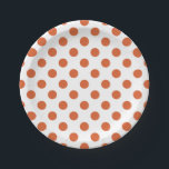 Plato De Papel Puntos de polka naranja quemados<br><div class="desc">La polka naranja quemada tiene un fondo blanco.</div>