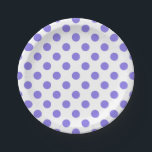 Plato De Papel Puntos de polka periwinkle<br><div class="desc">Punto de polka perwinkle sobre fondo blanco</div>