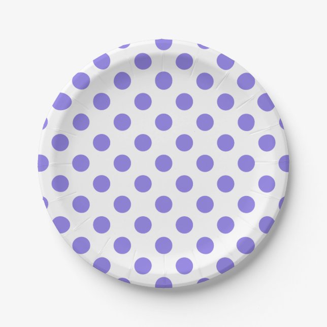 Plato De Papel Puntos de polka periwinkle (Anverso)