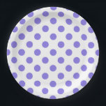 Plato De Papel Puntos de polka periwinkle<br><div class="desc">Punto de polka perwinkle sobre fondo blanco</div>