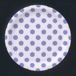 Plato De Papel Puntos de polka periwinkle<br><div class="desc">Punto de polka perwinkle sobre fondo blanco</div>