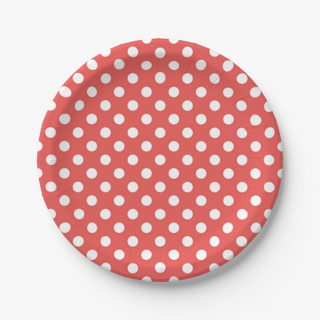 Plato De Papel Puntos de Polka Rojo y Blanco (Anverso)