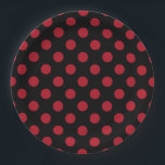 Plato De Papel Puntos de polka rojos y negros<br><div class="desc">Puntos de polka rojos y negros</div>