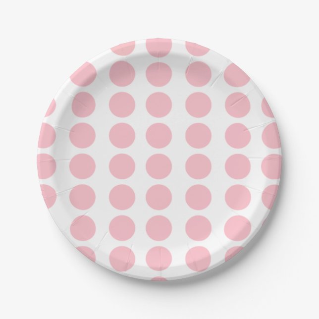Plato De Papel Puntos de Polka Rosa (Anverso)