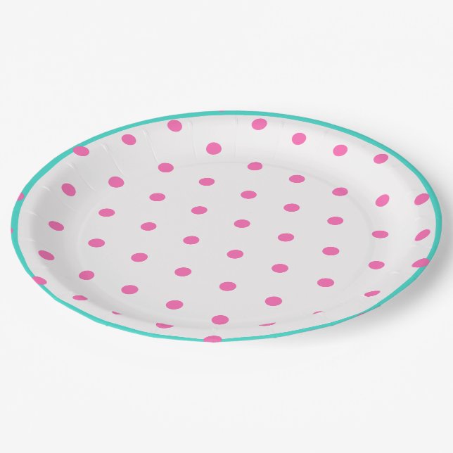 Plato De Papel Puntos de Polka Rosa Azul (Angular)