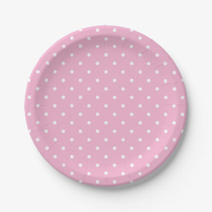 Plato De Papel Puntos de Polka Rosada del Equipo