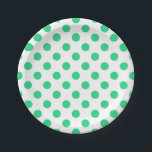Plato De Papel Puntos de polka verdes y blancos<br><div class="desc">Puntos de polka verdes y blancos</div>