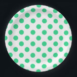 Plato De Papel Puntos de polka verdes y blancos<br><div class="desc">Puntos de polka verdes y blancos</div>