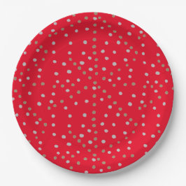 Plato De Papel Puntos del Polka Rojo