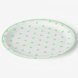 Plato De Papel Puntos del Polka Verde