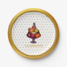 Puntos dorados y frutas