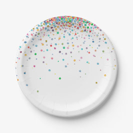 Plato De Papel Puntos felices del confeti