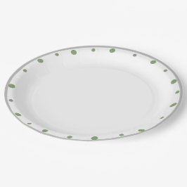 Plato De Papel Puntos geométricos de Polka Verde Gris