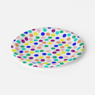 Plato De Papel Puntos multicolores