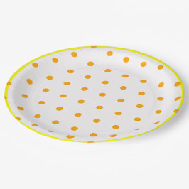 Plato De Papel Puntos Polka del Naranja amarillo