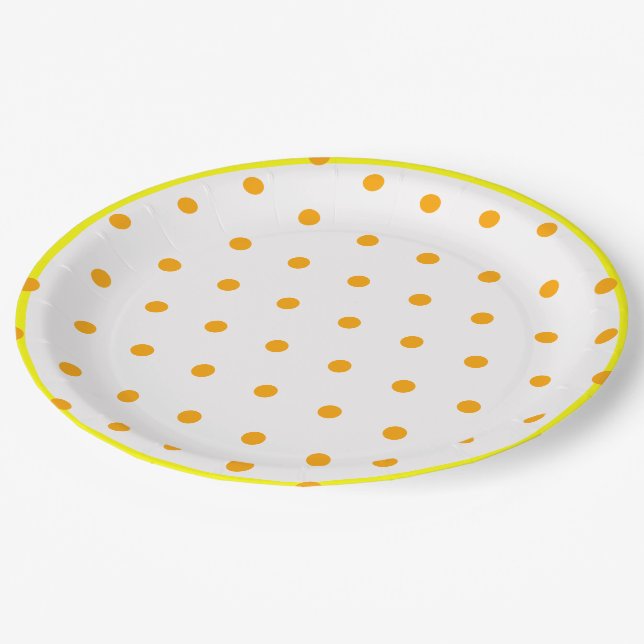 Plato De Papel Puntos Polka del Naranja amarillo (Angular)