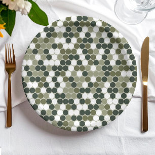 Plato De Papel Puntos retro verdes