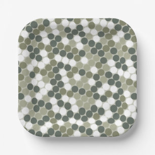 Plato De Papel Puntos retro verdes