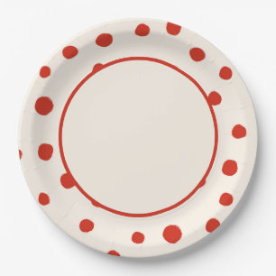 Plato De Papel Puntos rojos de verano