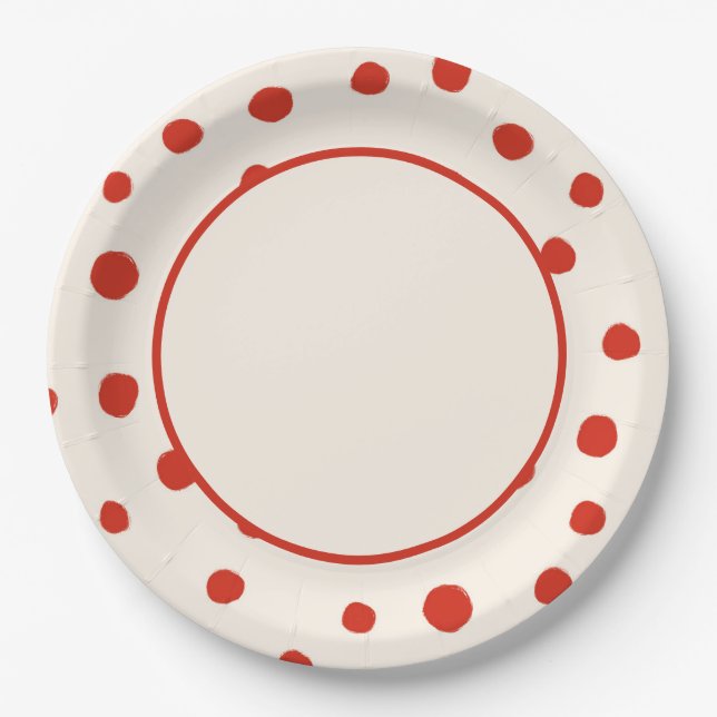 Plato De Papel Puntos rojos de verano (Anverso)