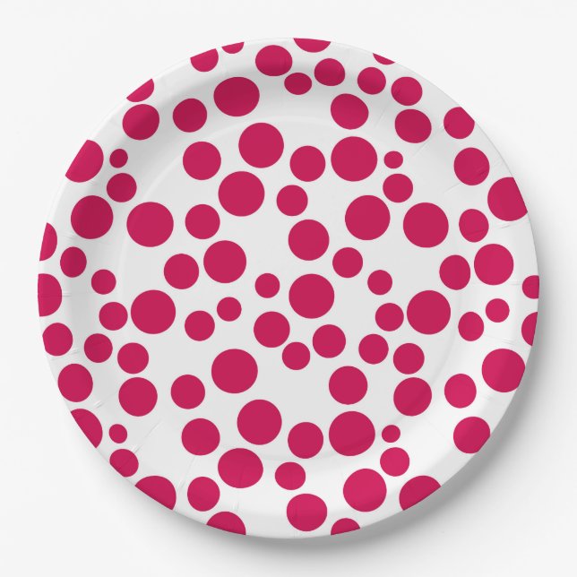 Plato De Papel puntos rojos en un fondo blanco (Anverso)