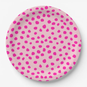 Plato De Papel Puntos rosados precoces puntos modernos de impresi