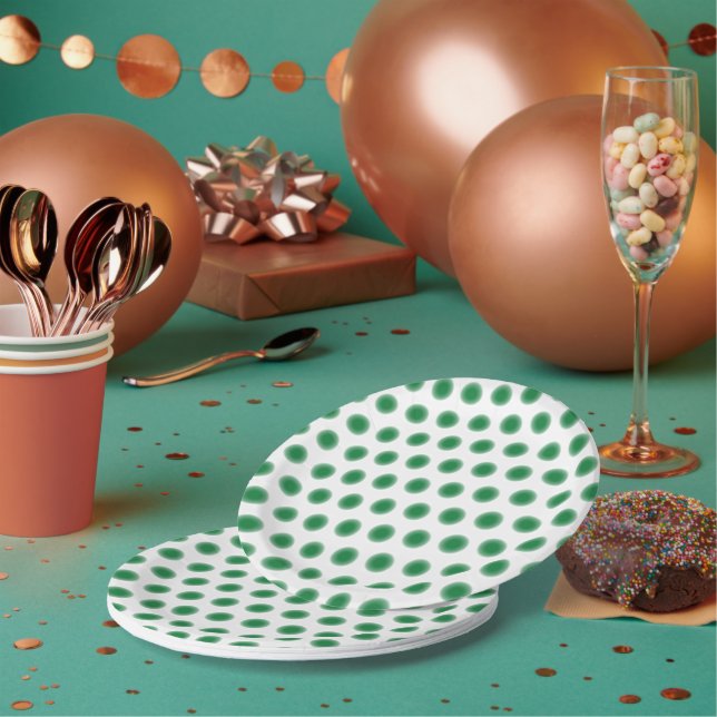 Plato de papel - puntos verdes con bordes difusos (Multi)