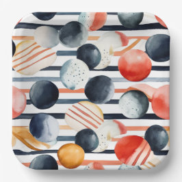 Plato De Papel Puntos y bandas 3