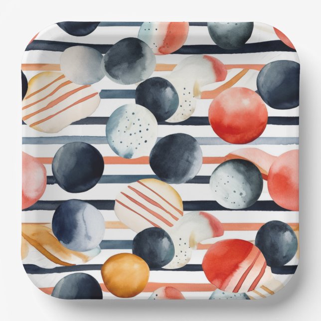 Plato De Papel Puntos y bandas 3 (Anverso)