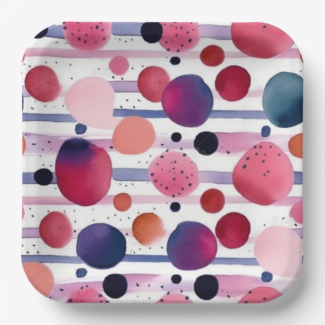 Plato De Papel Puntos y bandas 6 (Anverso)