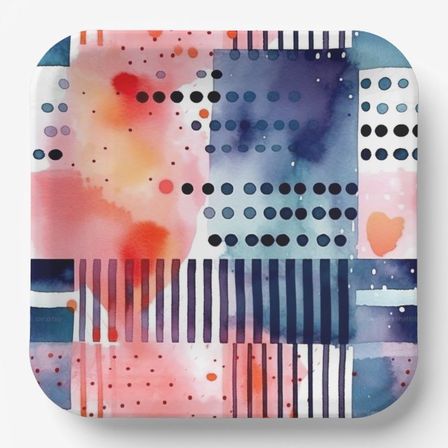 Plato De Papel Puntos y bandas 9 (Anverso)