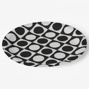 Plato De Papel Puntos y cuadrados / blanco negro + tus ideas
