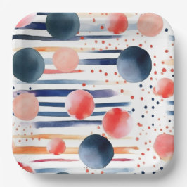 Plato De Papel Puntos y franjas 5