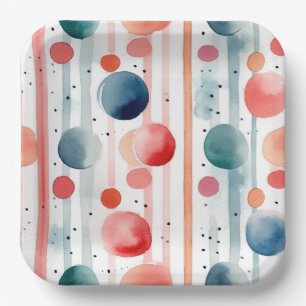 Plato De Papel Puntos y franjas 8