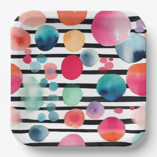 Plato De Papel Puntos y Rayas 1