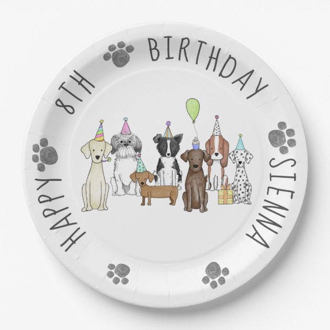 Plato De Papel Puppy Dog Birthday Pawty (Anverso)