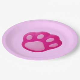 Plato De Papel Puppy Paw Rosa