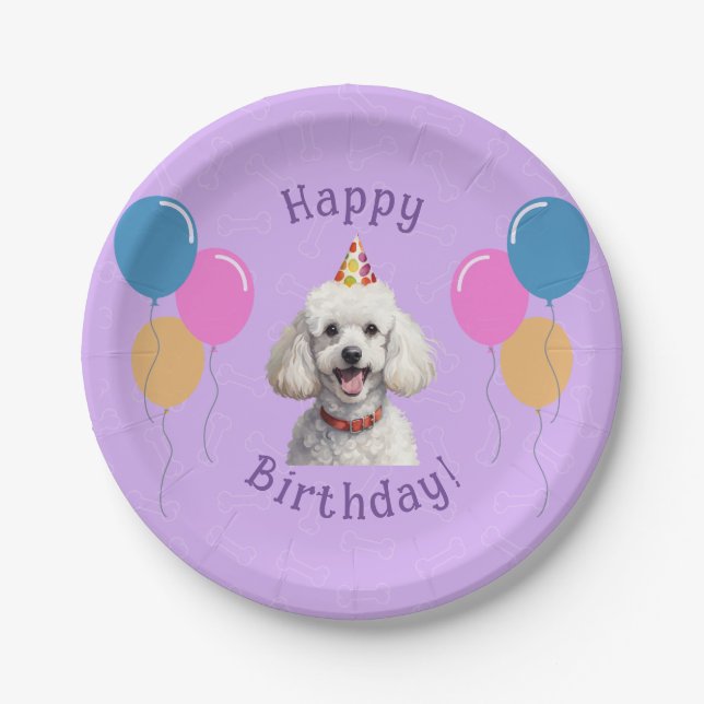 Plato De Papel Puppy Perro Cumpleaños Paw-ty (Anverso)