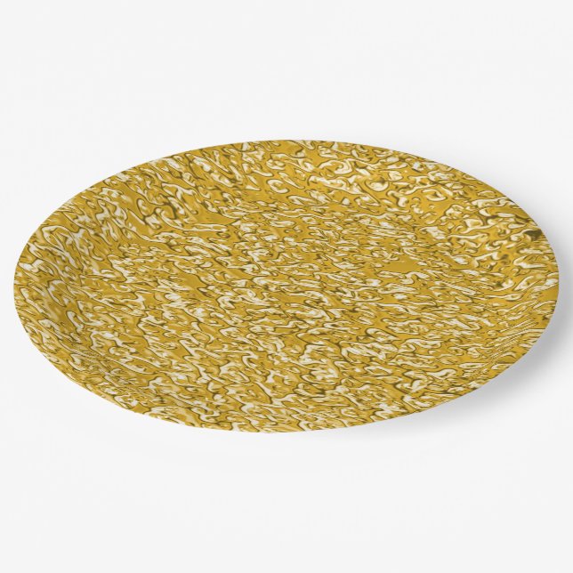 Plato De Papel PURE GOLD Splatt Pattern + tu texto / foto (Angular)