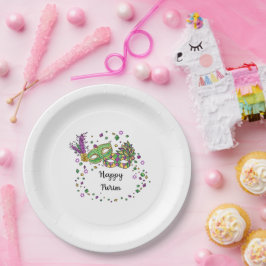 Plato De Papel Purim feliz