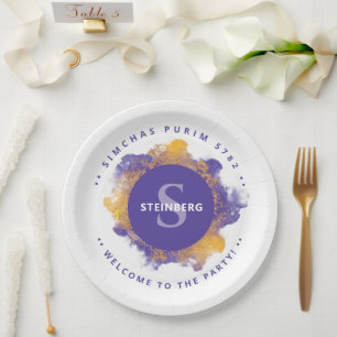 Plato De Papel Purim feliz - Placa monográfica personalizada