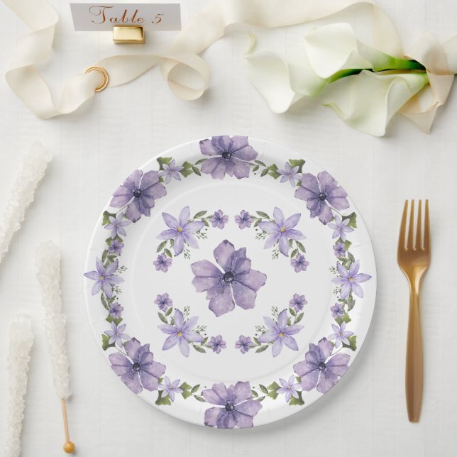 Plato De Papel Purple A Little Wildflower Está En El Camino De Gu (Boda)