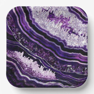 Plato De Papel Purple Amethyst Geode and Silver Digital Art