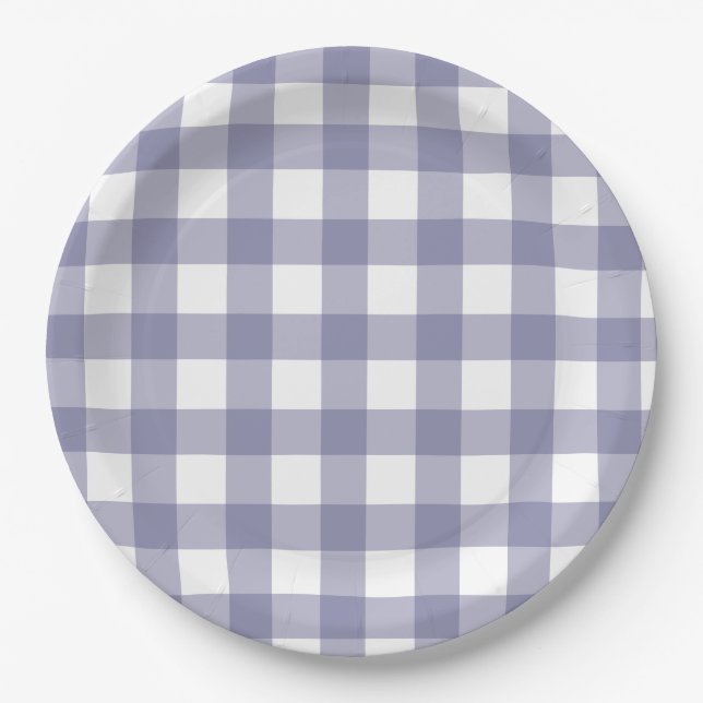 Plato De Papel Purple and White Dainty Buffalo check (Anverso)