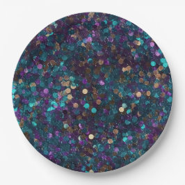 Plato De Papel Purple Aqua Glam Gold Mermaid Sparkle