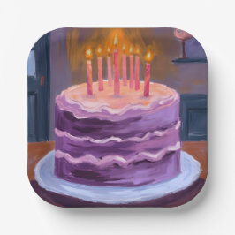 Plato De Papel Purple Birthday Cake Painting Birthday Party