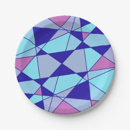 Plato De Papel Purple blue pink triangle abstract