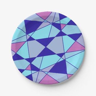 Plato De Papel Purple blue pink triangle abstract 
